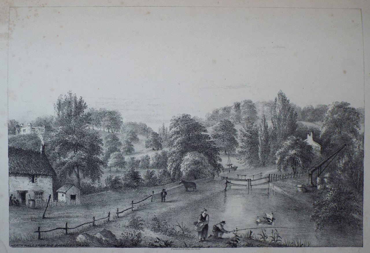 Lithograph - Heath hall from the Barnsley canal - Kilby